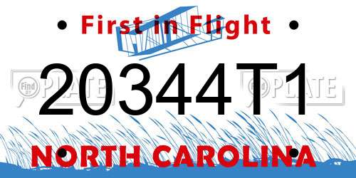 20344T1 North Carolina License Plate