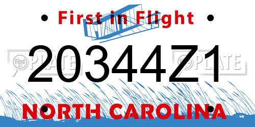 20344Z1 North Carolina License Plate