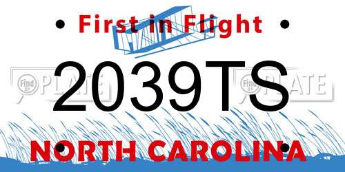 2039TS North Carolina License Plate