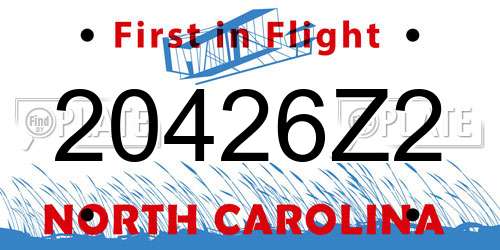 20426Z2 North Carolina License Plate
