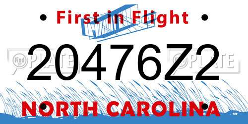 20476Z2 North Carolina License Plate
