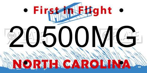 20500MG North Carolina License Plate