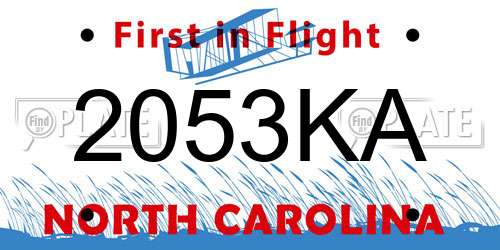 2053KA North Carolina License Plate