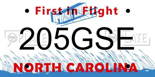 205GSE North Carolina License Plate