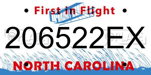 206522EX North Carolina License Plate