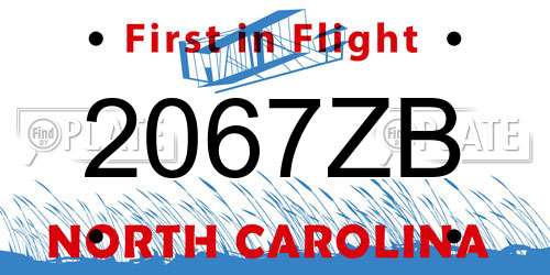 2067ZB North Carolina License Plate
