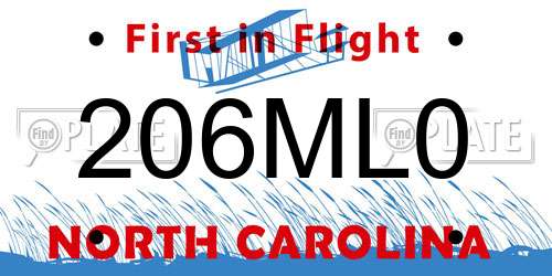 206ML0 North Carolina License Plate