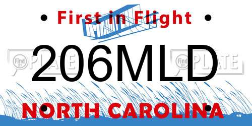 206MLD North Carolina License Plate