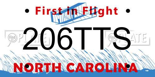 206TTS North Carolina License Plate