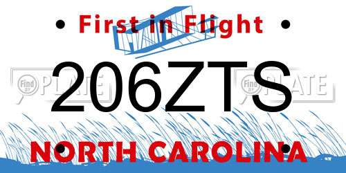 206ZTS North Carolina License Plate