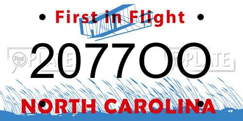 2077OO North Carolina License Plate