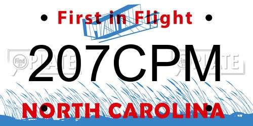 207CPM North Carolina License Plate