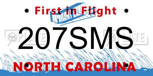 207SMS North Carolina License Plate