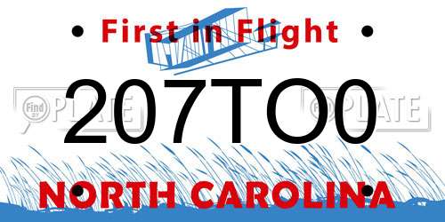 207TO0 North Carolina License Plate