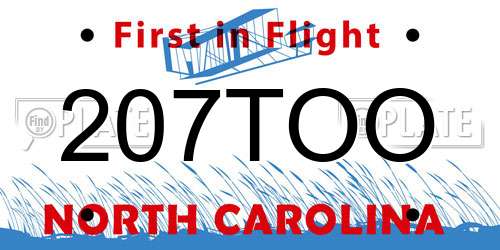 207TOO North Carolina License Plate