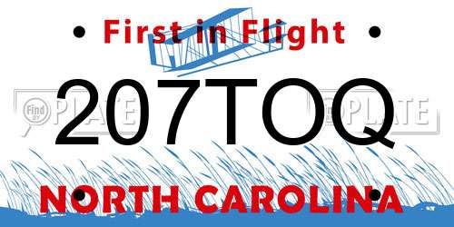 207TOQ North Carolina License Plate