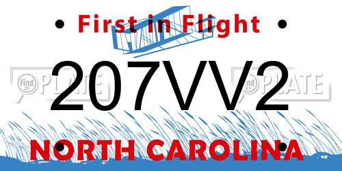 207VV2 North Carolina License Plate