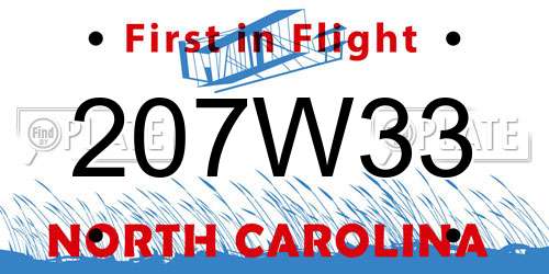 207W33 North Carolina License Plate