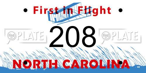 208 North Carolina License Plate