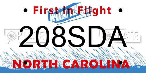 208SDA North Carolina License Plate