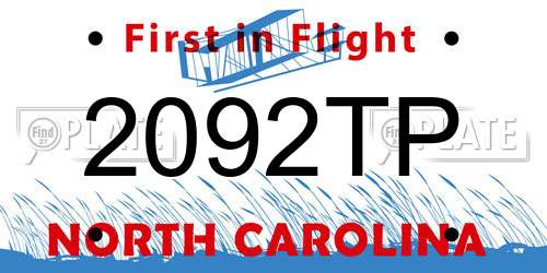 2092TP North Carolina License Plate