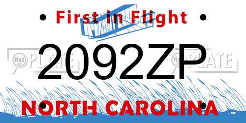 2092ZP North Carolina License Plate