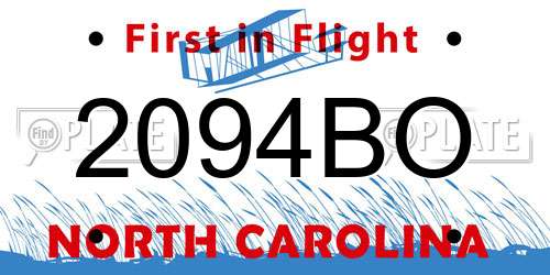 2094BO North Carolina License Plate