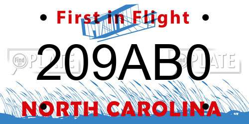 209AB0 North Carolina License Plate