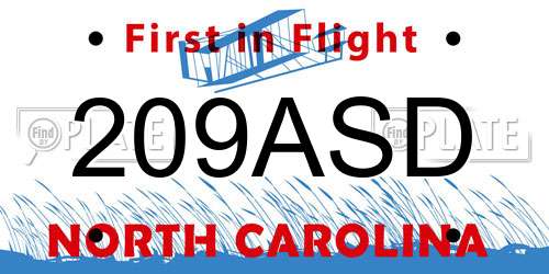 209ASD North Carolina License Plate