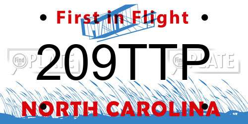 209TTP North Carolina License Plate