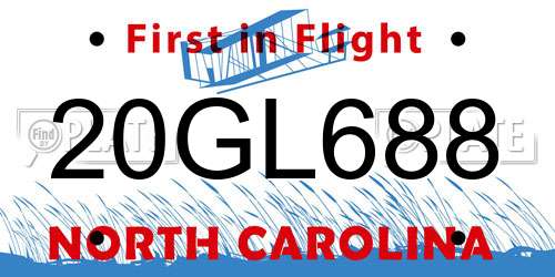 20GL688 North Carolina License Plate