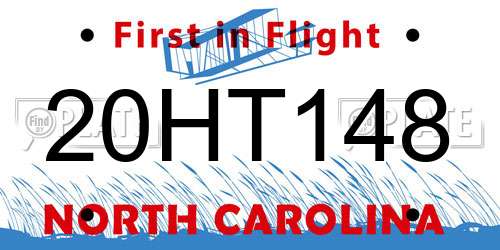 20HT148 North Carolina License Plate