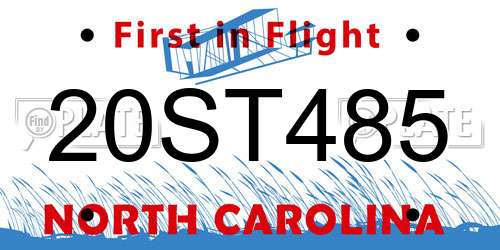 20ST485 North Carolina License Plate