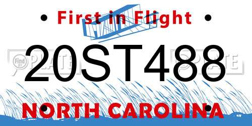 20ST488 North Carolina License Plate