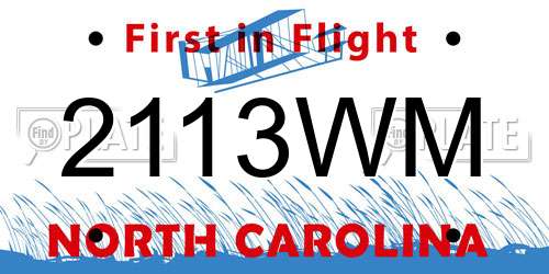 2113WM North Carolina License Plate