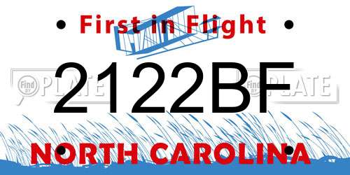 2122BF North Carolina License Plate