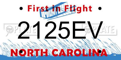 2125EV North Carolina License Plate