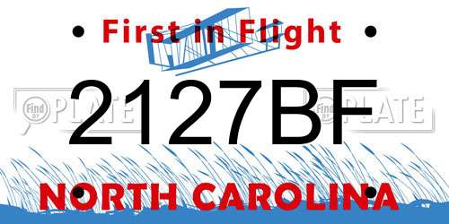2127BF North Carolina License Plate