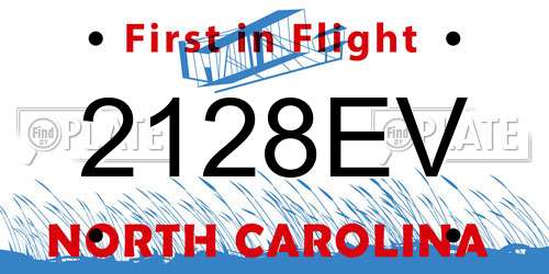 2128EV North Carolina License Plate