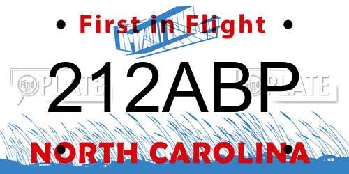 212ABP North Carolina License Plate
