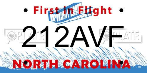 212AVF North Carolina License Plate