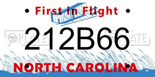 212B66 North Carolina License Plate