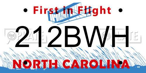 212BWH North Carolina License Plate