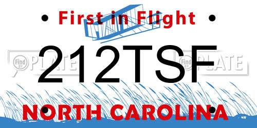 212TSF North Carolina License Plate
