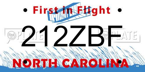 212ZBF North Carolina License Plate