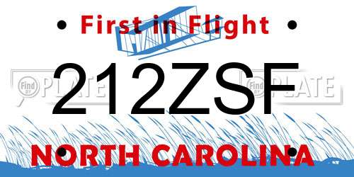212ZSF North Carolina License Plate