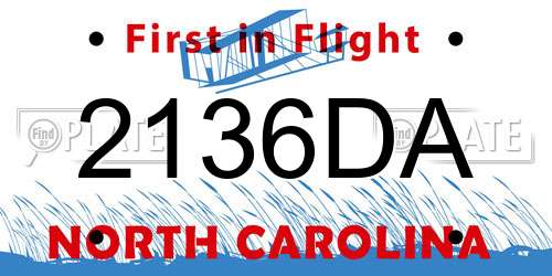 2136DA North Carolina License Plate