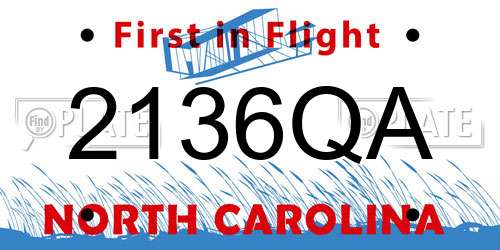 2136QA North Carolina License Plate