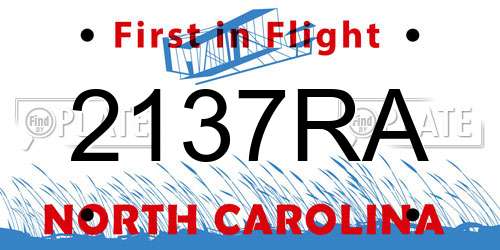 2137RA North Carolina License Plate