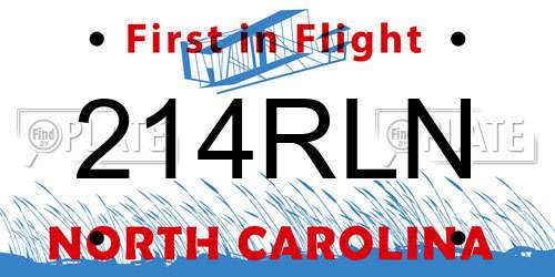 214RLN North Carolina License Plate